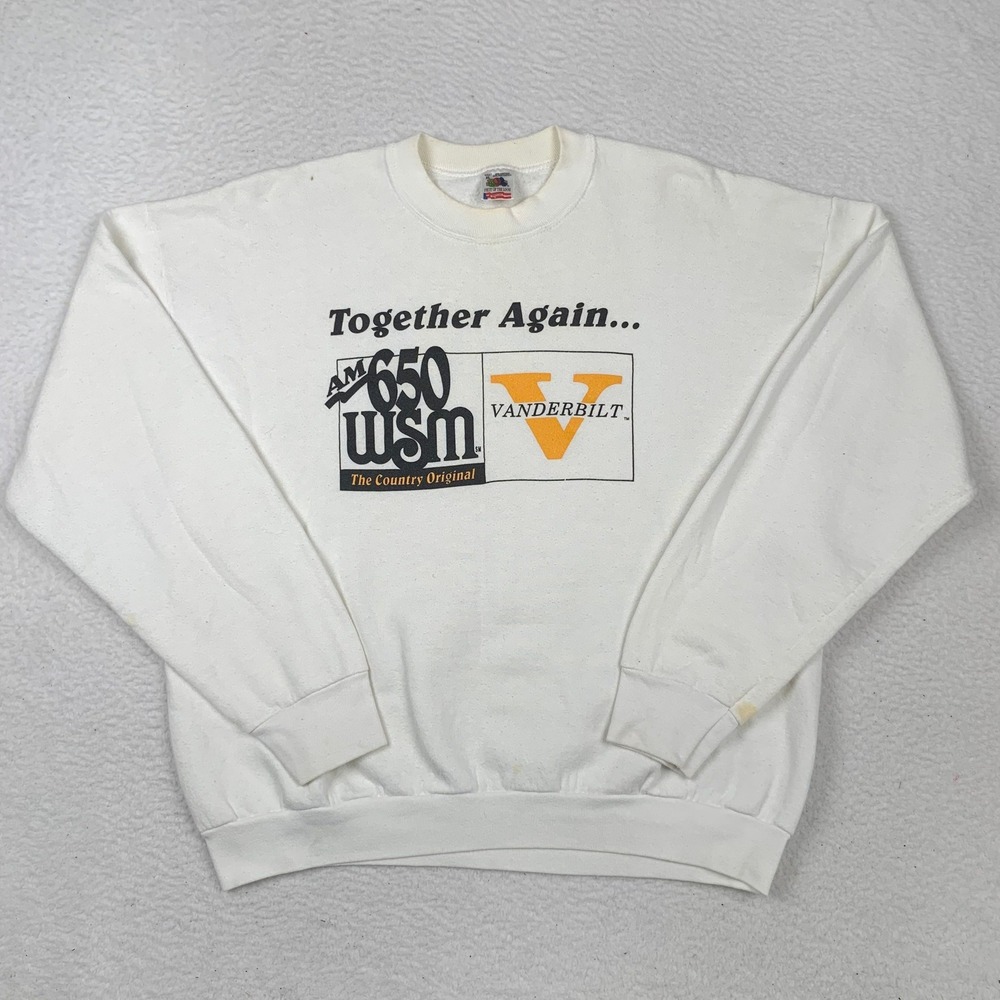 Vintage Vanderbilt Sweatshirt Mens XL Country Radio Nashville 90s USA (STAINS)